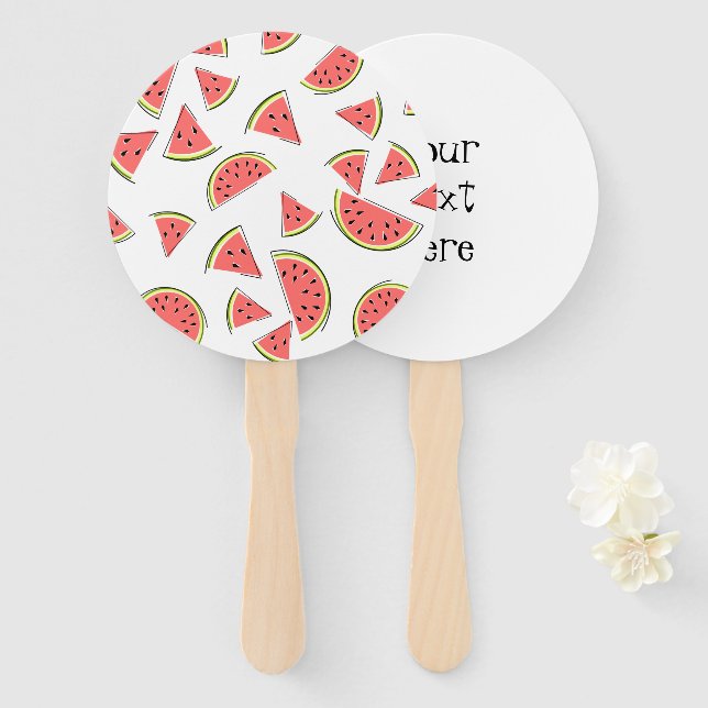 Watermelon Multi Text Hand Fan (Front and Back)