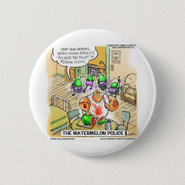 Watermelon Murder Funny Tees Mugs & Gifts 2 Inch Round Button (Front)