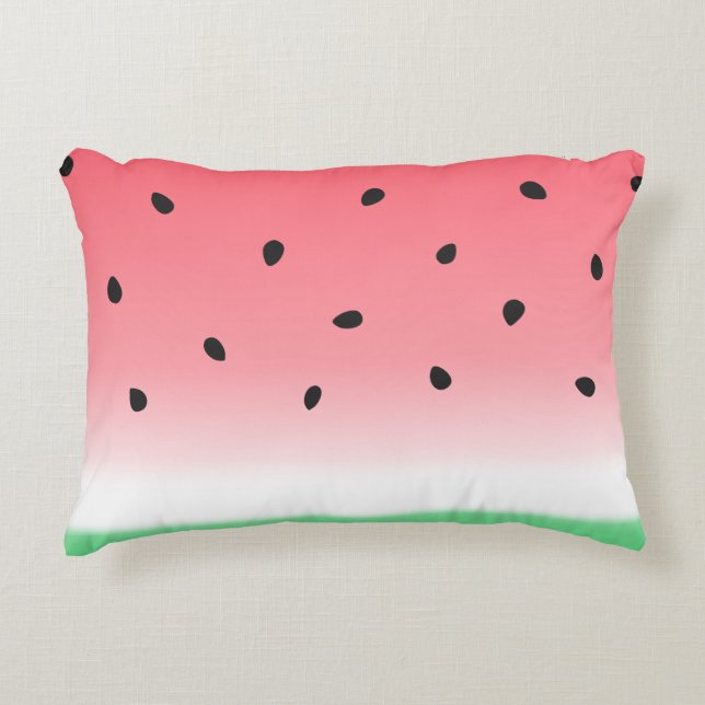Watermelon Ombre Stripes Decorative Pillow (Front)