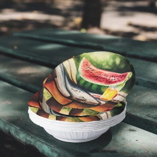 Watermelon On A Picnic Table Paper Plate