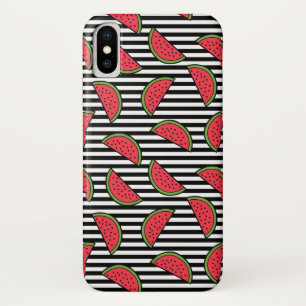Watermelon on Black & White Stripes Pattern Case-Mate iPhone Case