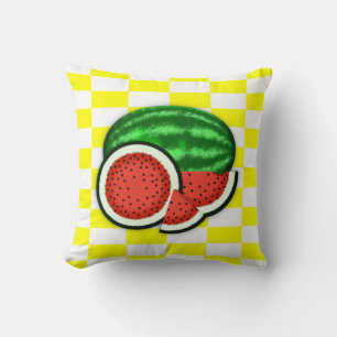 Watermelon on Gold Background Throw Pillow