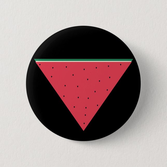 Watermelon on inverted red triangle resistance 2 inch round button (Front)