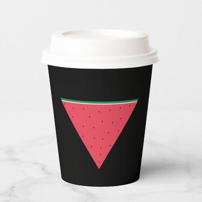 Watermelon on inverted red triangle resistance paper cups (Front)