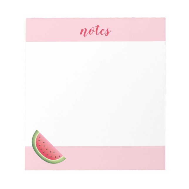 Watermelon On Pink & Personalized Title Or Name Notepad (Front)