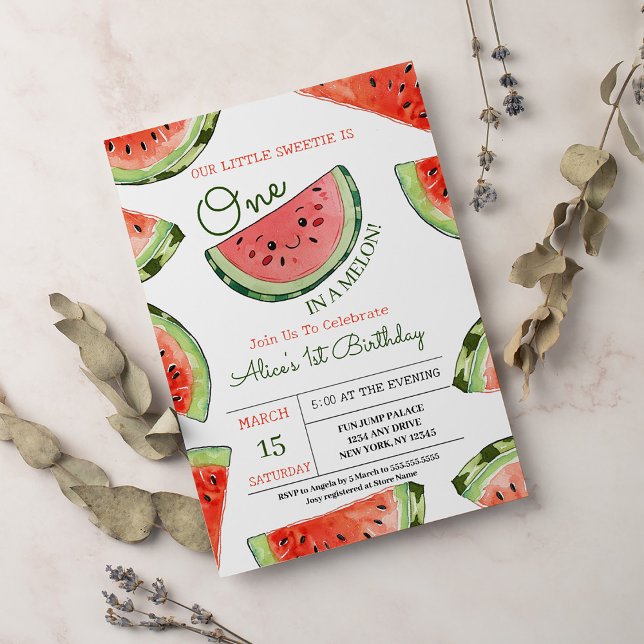 Watermelon One In A Melon 1st Birthday Invitation (Creator Uploaded)