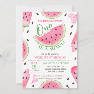 Watermelon One In A Melon 1st Birthday Invitation