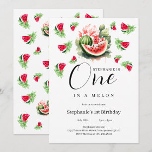 Watermelon One in a melon 1st Birthday Party Invitation