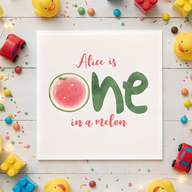 Watermelon one in a melon first Birthday Napkin (Creator Uploaded)