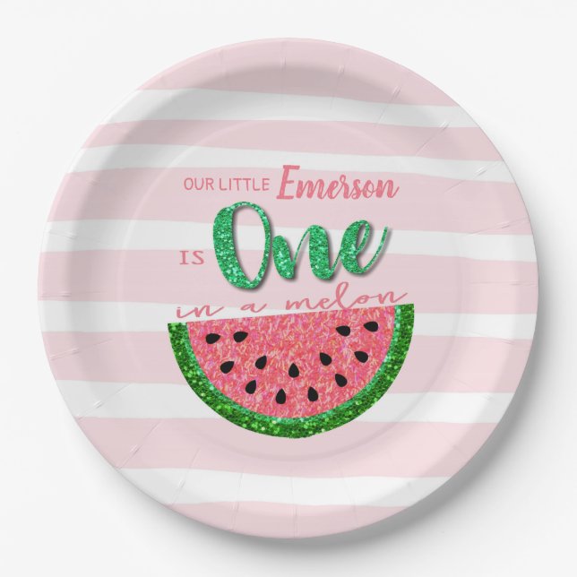 Watermelon, One in a Melon Invitation Paper Plate (Front)