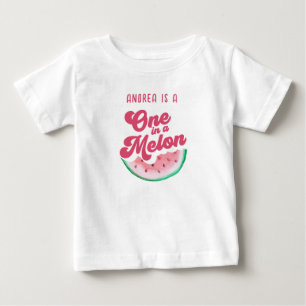 Watermelon One in a Melon Retro First Birthday Baby T-Shirt