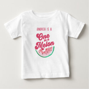 Watermelon One in a Melon Retro First Birthday Baby T-Shirt
