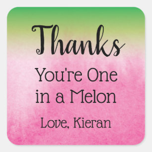 Watermelon One in a Melon Thank You Square Sticker