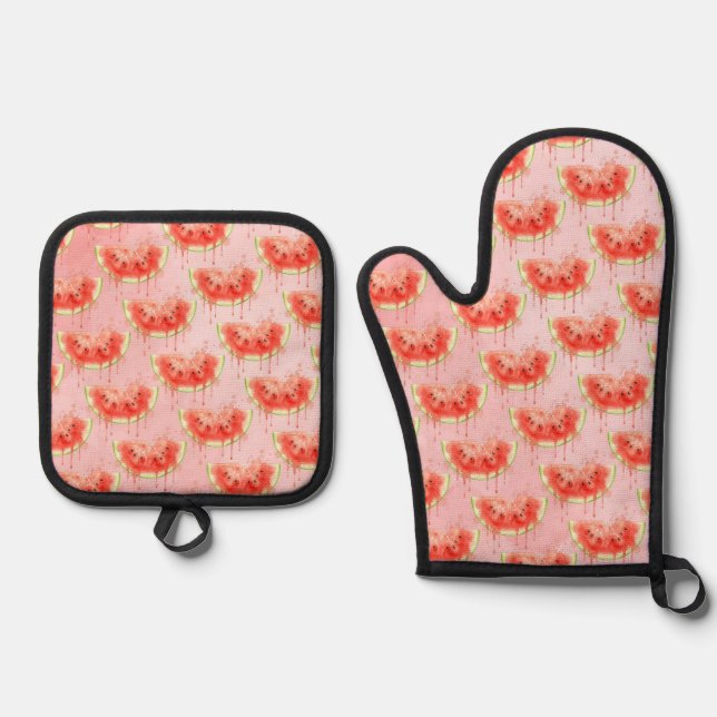 Watermelon Oven Mitt & Pot Holder Set (Front)
