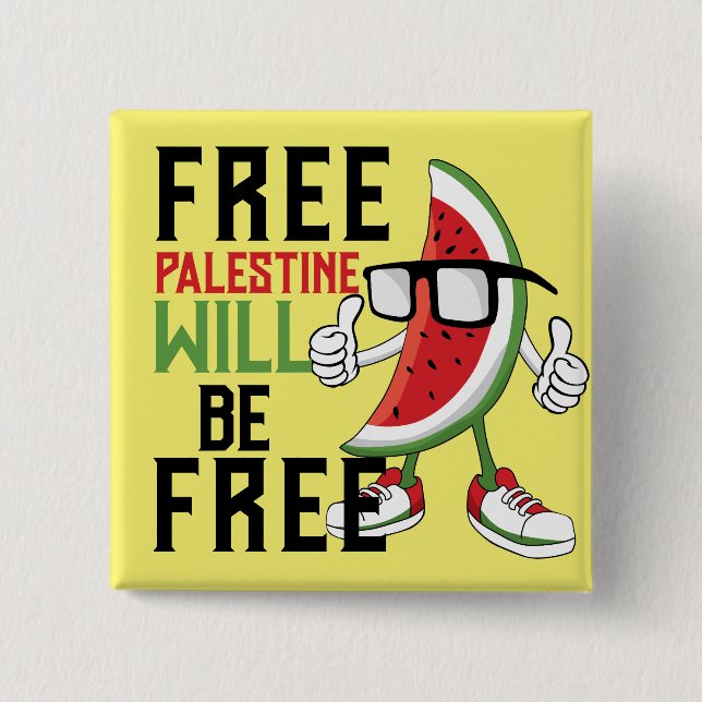 Watermelon Palestine fFreedom 2 Inch Square Button (Front)