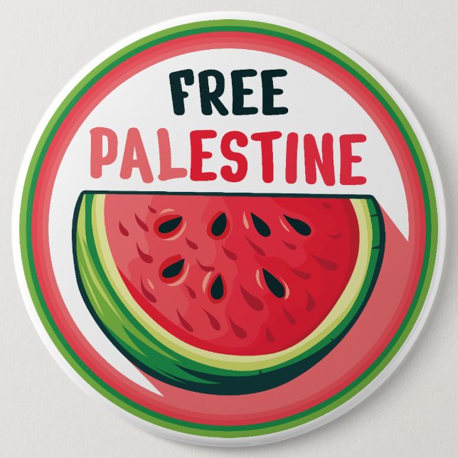 Watermelon Palestine Free Colorfull 6 Inch Round Button (Front)