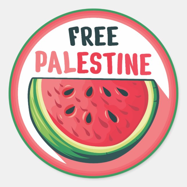 Watermelon Palestine Free Colorfull Classic Round Sticker (Front)
