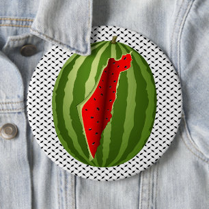 Watermelon Palestine Map Slice 6 Inch Round Button