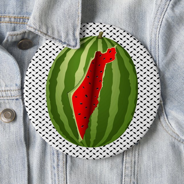 Watermelon Palestine Map Slice 6 Inch Round Button (In Situ)