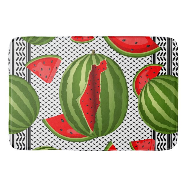 Watermelon Palestine Map Slice Bath Mat (Front)