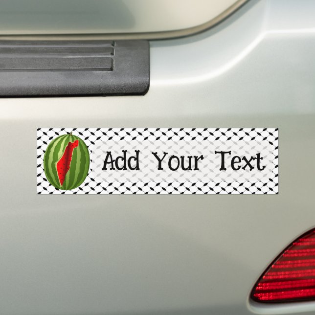 Watermelon Palestine Map Slice Bumper Sticker (On Car)