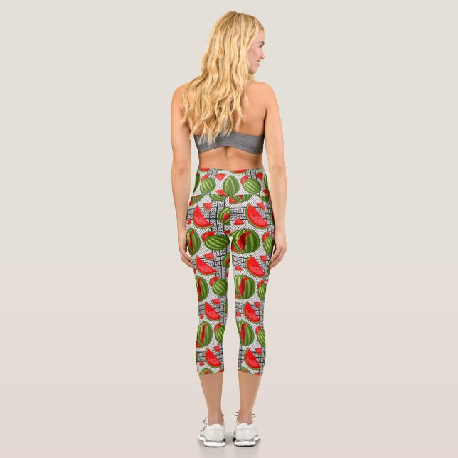 Watermelon Palestine Map Slice Capri Leggings (Back)