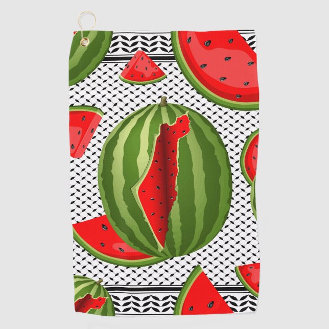 Watermelon Palestine Map Slice Golf Towel (Front)