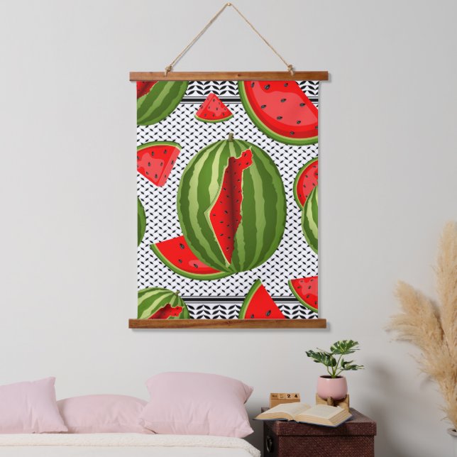 Watermelon Palestine Map Slice Hanging Tapestry (Bedroom)