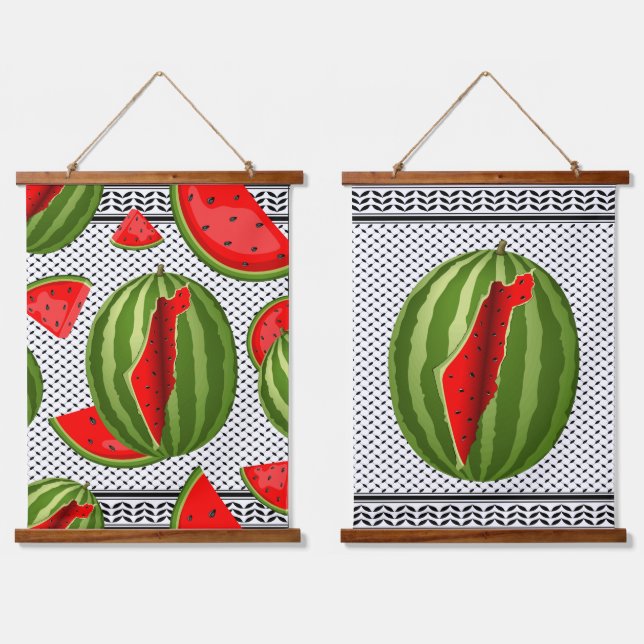 Watermelon Palestine Map Slice Hanging Tapestry (Double)