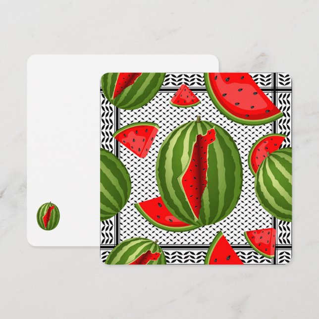 Watermelon Palestine Map Slice Holiday Card (Front/Back)