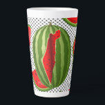Watermelon Palestine Map Slice Latte Mug<br><div class="desc">The watermelon is a symbol of Palestinians' public expression in protests and artworks,  representing the struggle against the Israeli occupation of the Palestinian territories. Original Vector Illustration Copyright BluedarkArt.</div>