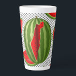 Watermelon Palestine Map Slice Latte Mug<br><div class="desc">The watermelon is a symbol of Palestinians' public expression in protests and artworks,  representing the struggle against the Israeli occupation of the Palestinian territories. Original Vector Illustration Copyright BluedarkArt.</div>
