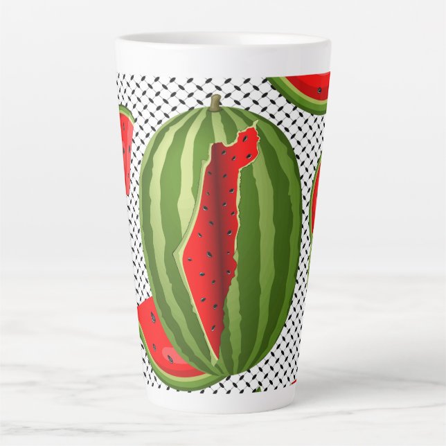 Watermelon Palestine Map Slice Latte Mug (Front)