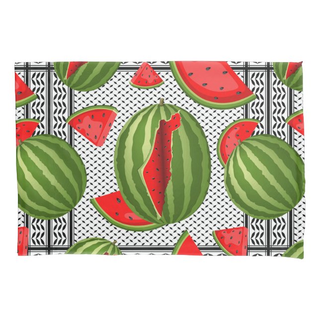 Watermelon Palestine Map Slice Pillowcase (Front)