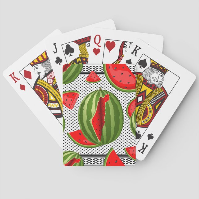 Watermelon Palestine Map Slice Playing Cards (Back)