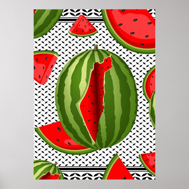 Watermelon Palestine Map Slice Poster (Front)