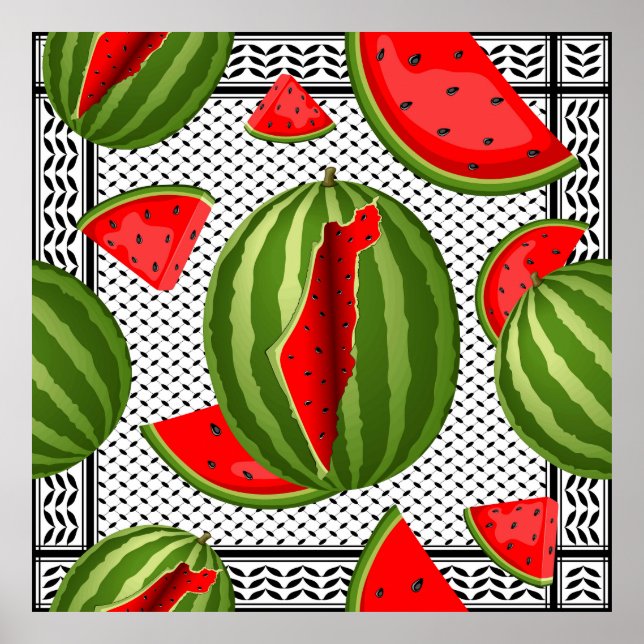 Watermelon Palestine Map Slice Poster (Front)