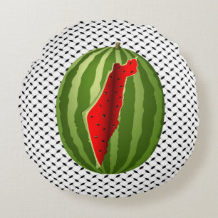 Watermelon Palestine Map Slice Round Pillow