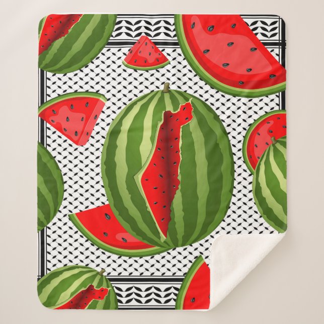 Watermelon Palestine Map Slice Sherpa Blanket (Front)