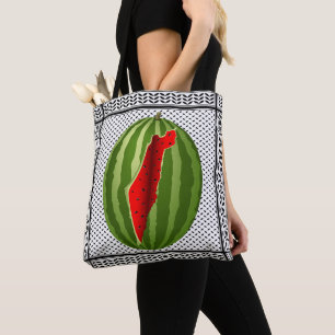 Watermelon Palestine Map Slice Tote Bag