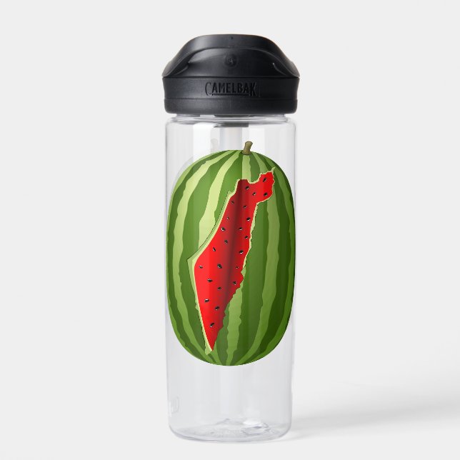 Watermelon Palestine Map Slice Water Bottle (Back)