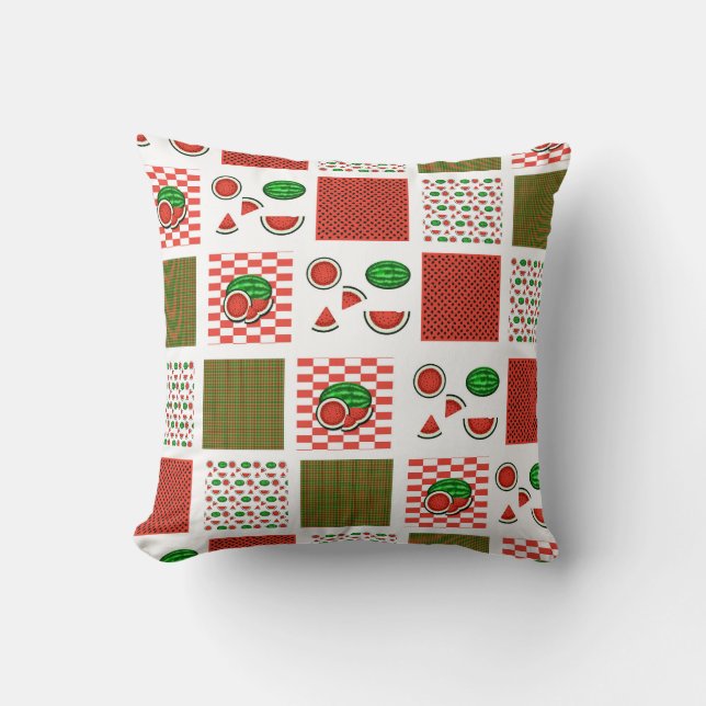 Watermelon Patchwork Throw Pillow (Front)