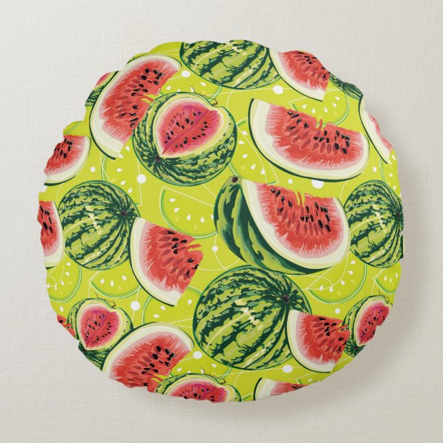 Watermelon Pattern 2 Round Pillow (Front)