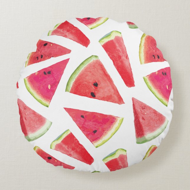 Watermelon Pattern Creation 2 Round Pillow (Front)
