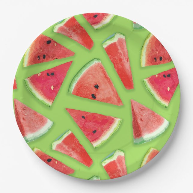 Watermelon Pattern Creation 3 Paper Plate (Front)