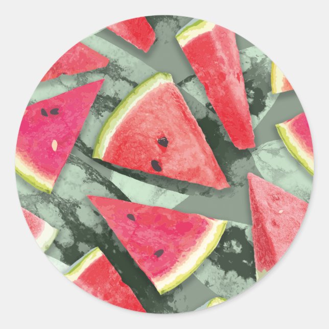 Watermelon Pattern Creation 4 Classic Round Sticker (Front)