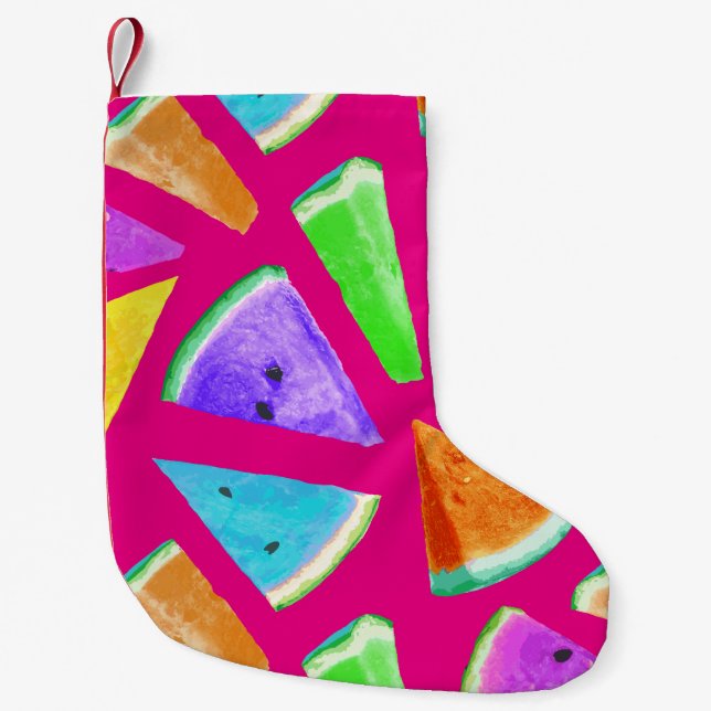 Watermelon Pattern Creation 9 Small Christmas Stocking (Front)