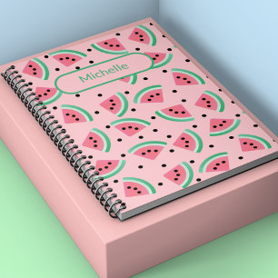 Watermelon pattern fruit pink custom name notebook