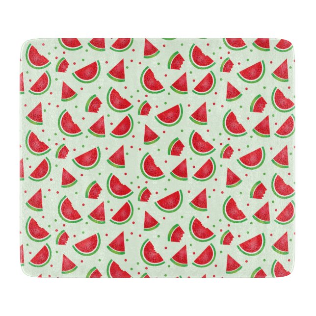 Watermelon Pattern Fruit Summertime Melon Green Cutting Board (Front)
