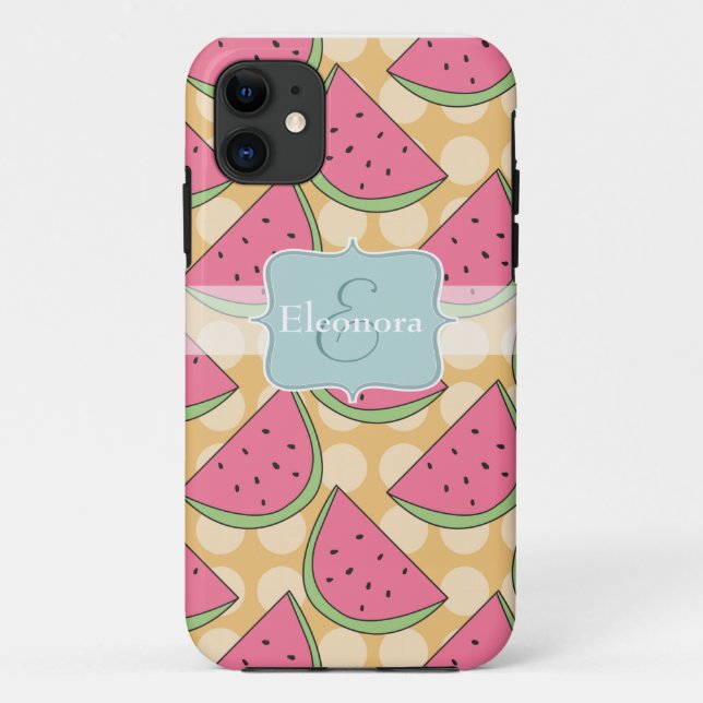 Watermelon Pattern, Orange Polka Dots Case-Mate iPhone Case (Back)